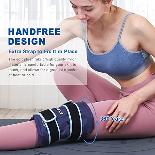 IGOHEALS Knee Ice Pack Wrap,Ice Pack for Knee, Reusable Hot Cold Therapy Pack for Injury,Gel Bag Freezer Cold Pack Compress Heating Pad Leg Brace Pain Relief for Arthritis,Meniscus Tear-Soft Plush