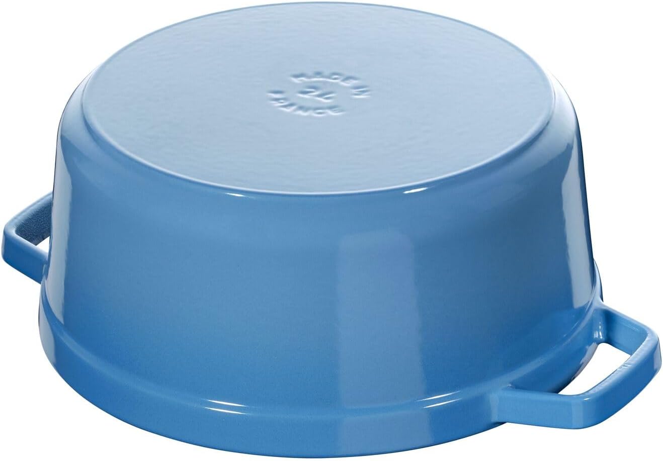 STAUB Cast Iron Dutch Oven 4Q/3.8L Round Cocotte with Lid- Blue, Heat Preserving, Stovetop Oven, Perfect for Cooking and Serving