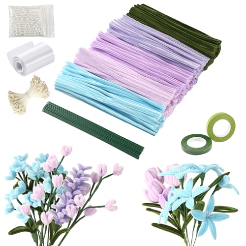 Pipe Cleaners for Craft, DIY Tulip Bouquets Set, 500pcs Colourful in 5 Colours - Suitable for Gifts, Parent-Child Activity, Holiday and Home Decorations