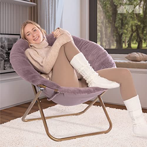 image for Milliard Saucer Chair For Adults, Teens & Kids, Purple, Faux Fur XL Ci