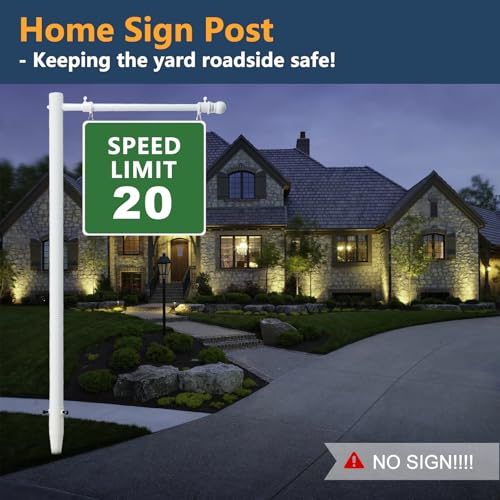 7 FT Real Estate Sign Post - Heavy Duty Metal Yard Sign Holder with Adjustable 32" Arm, Sturdy Stakes for Outdoor Realtor & For Sale Signs, Universal Lawn Sign Stand for Traffic, Construction, Events, Weatherproof & Long-Lasting by EUIJOIP - Image 6