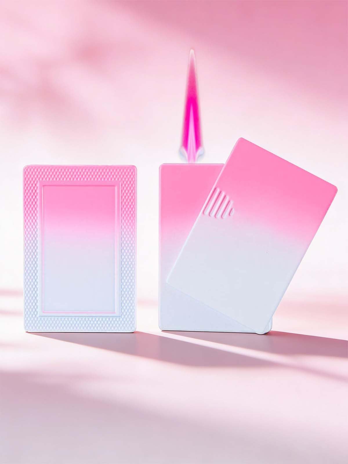 Pink Lighter Cute Lighters Mini Pocket Lighter Fun Pink Flame Windproof Lighters Cool Refillable Butane Torch Lighter Gift