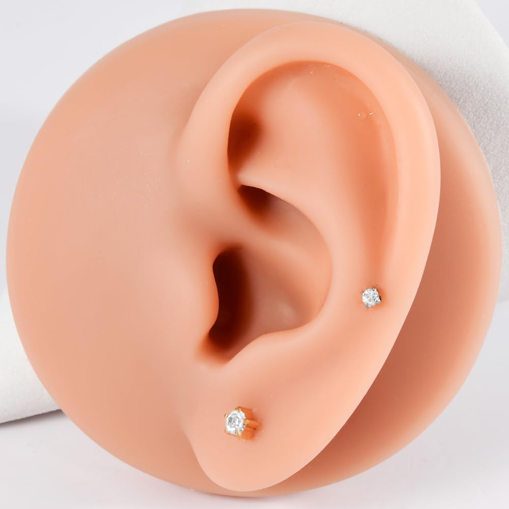 PAIR Disposable Ear Piercing Gun Easy To Use Prong 3mm Zircon Ear Piercing Gun Kit With Earring Studs Safe Ear Piercing Tool
