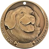SHRDV 3D Embossed Pure Copper Dog ID Tag, Dog Name Tags Engraved for Pets Personalized, Original Dozens of Dog Breed Patterns, Resistant Bite Wear Scratch, No Deformation (Golden Retriever)