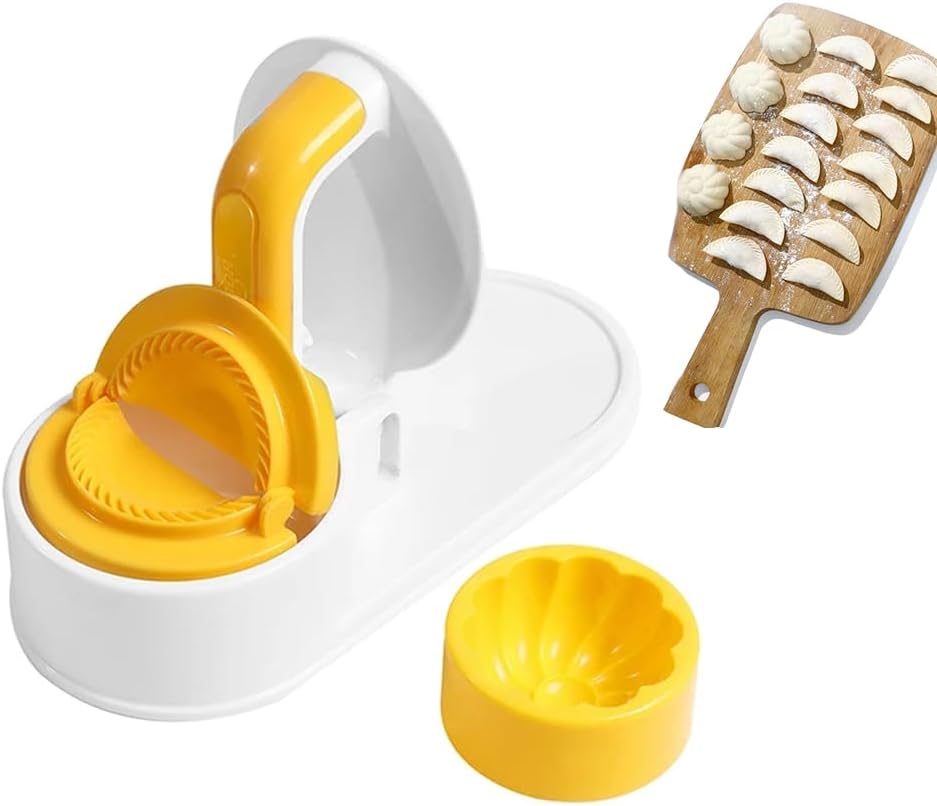 Portable Press Dumpling Skinner With Bun Mould,Household 2 In 1 Manual Tools,Multifunctional DIY Dumplings Mould Cooking Accessories,Useful Kitchen Gadgets (White)