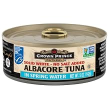 CROWN PRINCE Solid White Albacore Tuna No Salt, 5 oz Pack of 2