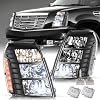 JSBOYAT Headlight Assembly Replacement for 2007-2014 Cadillac Escalade HID/Xenon Black Clear Style Bulbs and Ballast Include Headlamps Driver & Passenger Side