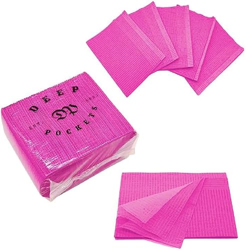 Disposable Waterproof Dental Bibs/Towels, 13" x 18" (Pack of 100) - Waffle Embossed -3 Ply Tissue - Poly Back Dental Bib to Prevent Leak Through - Dental Consumables (Fuchsia Hot Pink)-Table Covers