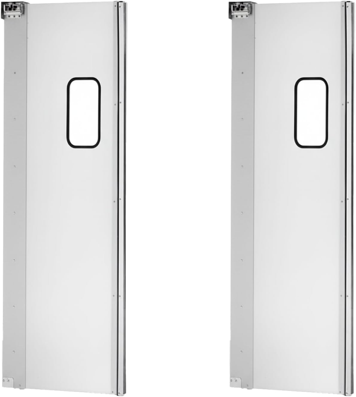 2 Pack 36” x 84” Single Swinging Traffic Doors with 9” x 14” Windows - Commercial Aluminum Restaurant Kitchen Impact Service Doors for Warehouse, Supermarket & Food Service
