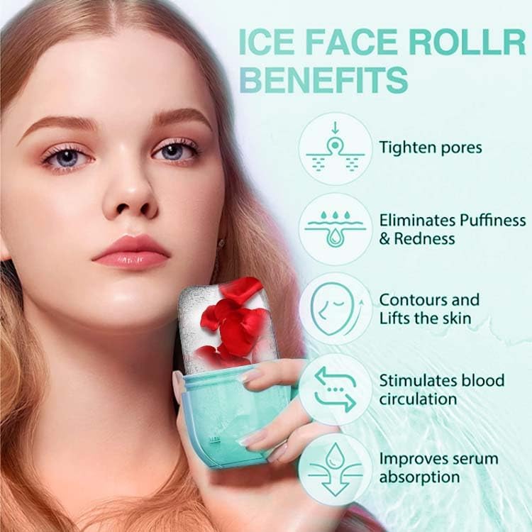 Miniatura 7 de Gelicy V&P Cubo de hielo de contorno y rodillo de jade para cara - Rodillo de hielo para cara y ojos - Masajeador facial de hielo y jade -