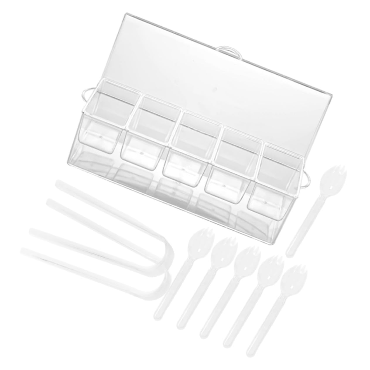 Boîte Assaisonnement Réutilisable avec Cuillères Plateau à Compartiments pour Épices et Condiments Rangement Cuisine Transparent et Pratique Set Pot Épices Réutilisable