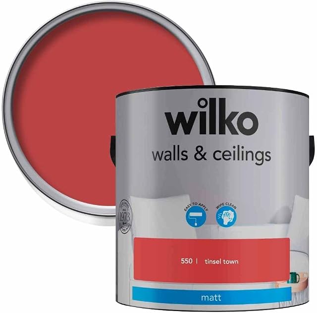 wilko Walls & Ceilings Matt Emulsion Paint, Washable & Hardwearing Paint, Suitable for Bedrooms, Living Rooms & Other Rooms in the Home (Tinsel Town, 2.5 Litre)