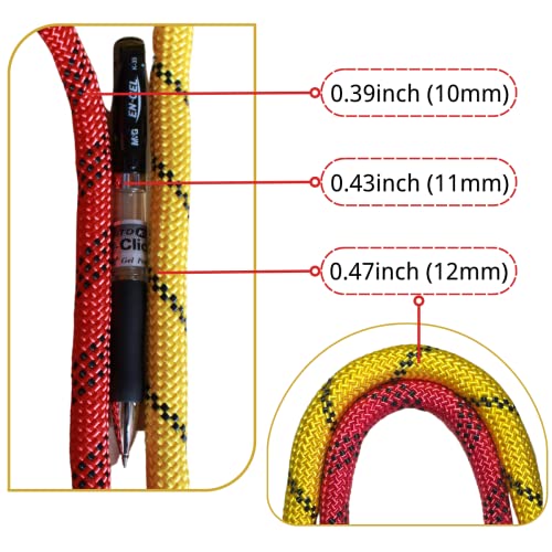 Yim Hee Z 12Mm-32Ft(10M) Outdoor Rock Climbing Rope;Tree Climbing Rope;Static Rope Climbing Rope For Adults;Escape Safety Rope Fire Rescue Parachute Climbing Equipment (Yellow, 12Mm-32Ft(10M)) #TOP3