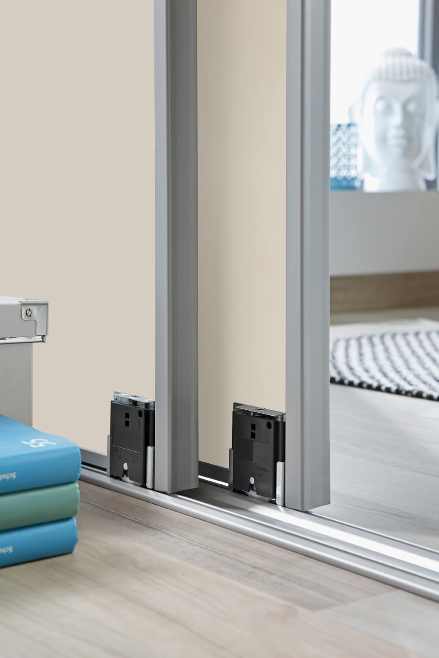 2 portes de placard coulissantes, hauteur 120 cm, largeur 120 cm, décor chêne authentique, profils et rails gris inclus