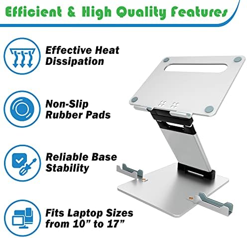 Pivot Laptop Stand for Desk  Stable Laptop Riser for Desk  Height & Angle Adjustable Laptop Stand for desk  Aluminium Macbook pro stand  Laptop Stand Adjustable for 11 to 17 Laptops World