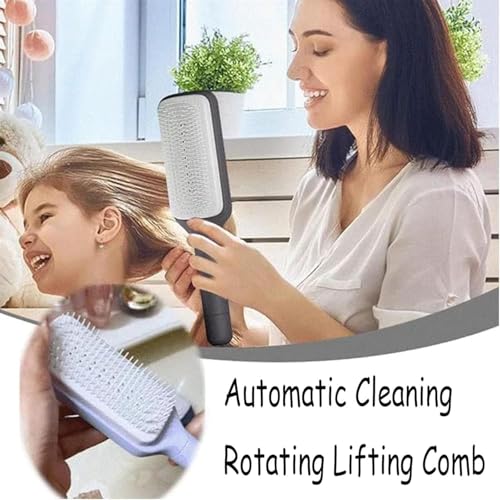 Image of Self-Cleaning Detangling Hair Brush, Retractable Comb with Rotatable Lifting Structure, Anti-Static Scalp Massage Paddle Comb for Straight, Curly, Frizzy and Thick Hair
