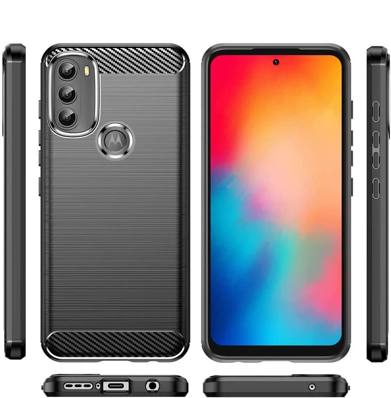 Image of Hybrid Carbon Fiber Back Case for Moto G71 (Black)