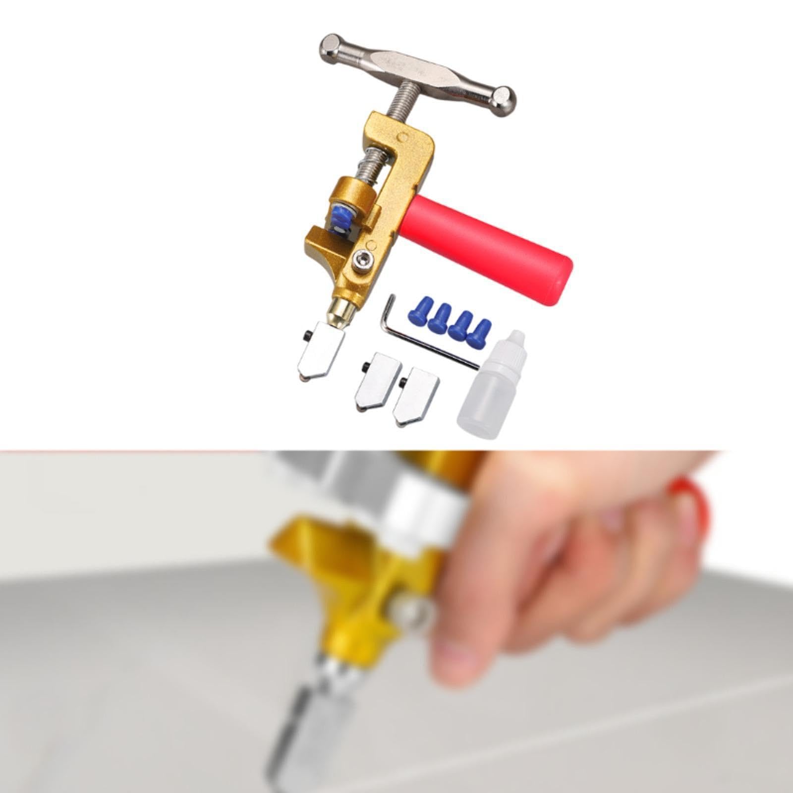 Tachiuwa Glass Tile Cutter Breaker Manual Tool Portable Multifunctional Practical Ergonomic Handle Glass Breaking for Mirror Ceramics, Red