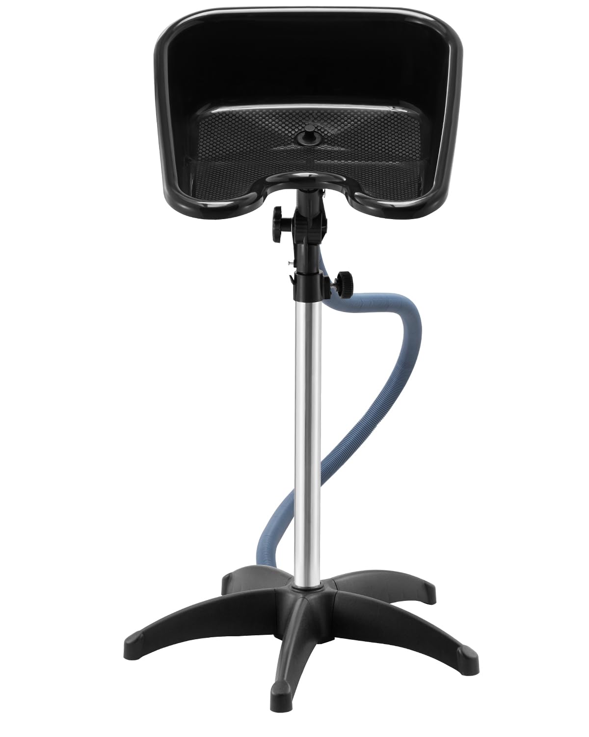 VEVOR Lavabo Móvil de Peluquería, con Altura y Ángulo Ajustables, Lavacabezas con Manguera de Drenaje y Base de Apoyo, Ideal para Barberías, Salones de Belleza, 510 x 520 x (900-1270) mm, Negro