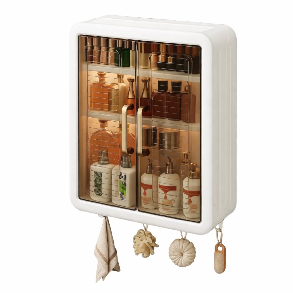 ITALIX 3-Layer No-Drill Kitchen Storage Organizer with Doors, Multipurpose Plastic Spice Rack for Countertop, Fridge & Cabinet, Space-Saving Kitchen Organizer for Jars, Bottles, and Pantry Items