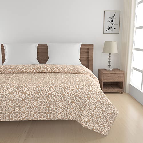 Image of Swayam AC Double Comforter (250 X 225 Cm) | 100% Cotton | 150 GSM | Geometric, Beige | Comes with Protective Health Layer