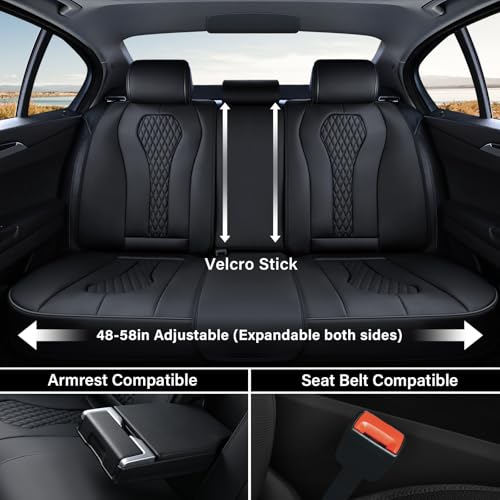 Coverado Car Seat Covers, Rear Car Protectors, Leather Seat Covers, 3-Piece Waterproof Automotive Seat Covers for Back Seats Universal Fit for SUVs & Cars, All-Weather Protection by Coverado - Used condition - Image 3