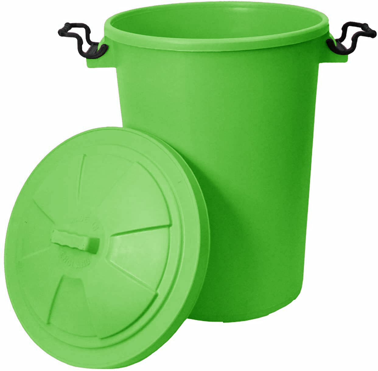 TENLITE 𝐋𝐚𝐫𝐠𝐞 50L Storage Bin with lid Heavy duty | Plastic Dustbin Storage Unit with Locking Lid for Home Garden Rubbish Waste Animal Feed - 𝐌𝐚𝐝𝐞 𝐢𝐧 𝐔.𝐊. (Lime Green)