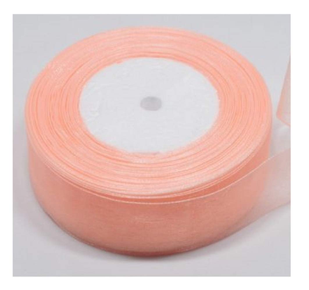 polybagstores 15mm x 50 Yards PEACH - Woven Edge Organza Ribbon - 30 Colours to Choose From