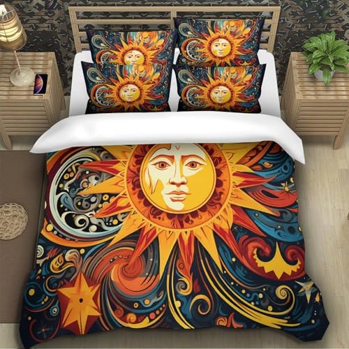 Housse de couette soleil bohème microfibre hypoallergénique contre la transpiration nocturne