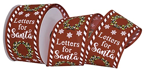 Morex Ribbon Wired Taffeta Letters to Santa Ribbon, 2.5 inch by 10 Yard, Red, 7813.60/10-609 by Morex Ribbon - Used condition - US$10.94
