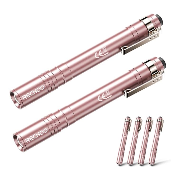 RECHOO LED Pen Light 4 Pack, Lightweight, Small Bright Pen Flashlight with Clip, Waterproof Portable Pocket Flashlight for Home, Emergencies,