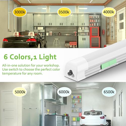 Image of Dimmable LED Shop Lights 4FT,30W 4500LM,6CCT Tunable,Plug-in for Garage | 3000K-6500K Adjustable,Linkable,For Barn,Basement,Workshop,6-Pack