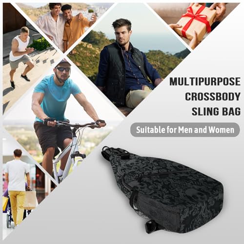 Sling Backpack Trendy Sling Bag Multipurpose Crossbody Sling Travel Hiking Crossbody Shoulder Backpack (Colorful Skull)