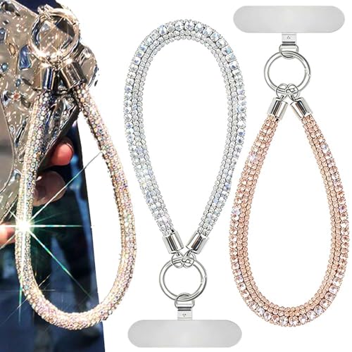 2 Stück Luxus Diamant Handykette Kurz Handgelenk Handyband...