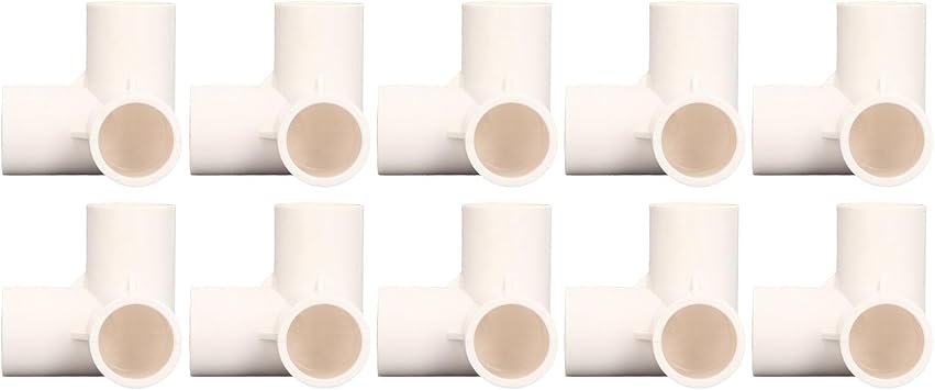 Dioche 10PCS 3 Way Pipe Fittings PVC Plastic Tee Fitting Elbow Corner Connector 25mm Inner Diameter High Gloss PVC Fittings (White)