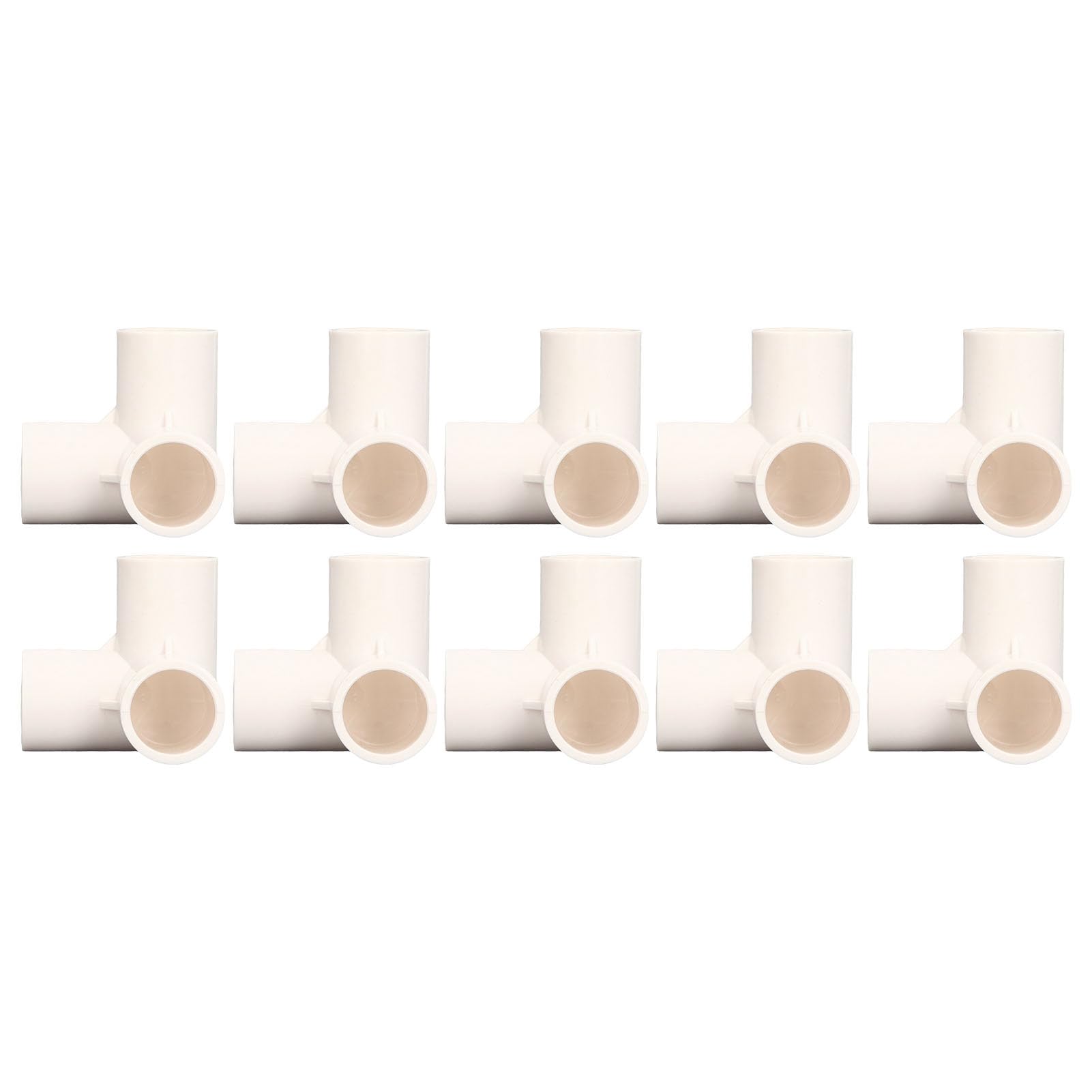 3 Way PVC Pipe Fittings | 10PCS 25mm Tee Elbow Connector | 90 Degree Corner Fitting for Furniture/Greenhouse/Water Pipes | Sturdy Plastic (White)