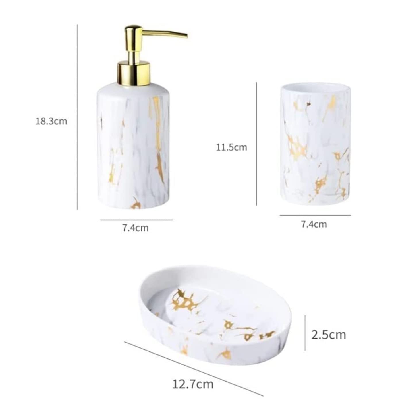 Badaccessoires, Bad Accessoires Set Marmor Keramik Set 4 TLG. Waschset Kreativ Keramik Sanitärartikel Seifenspender Badezimmer Set