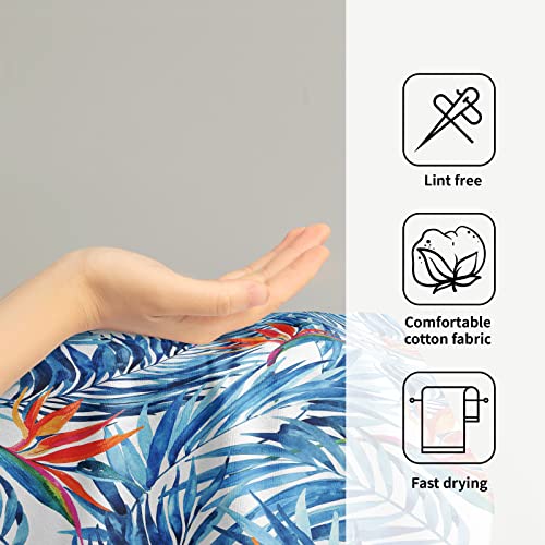 Tropical Flower Hand Towel, Set Of 2 Wshcloth Bathroom Watercolor Palm Leaves And Fern Leaves Kitchen Decoration Soft, Quick-Drying And Super Absorbent 28.3×14.4 Inches, For Children, Men, Women #TOP3