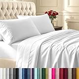 California Design Den King Bed Sheets Set - Soft 400 Thread Count Sateen, 100% Cotton Sheets, Deep Pockets with All Around Elastic for a Snug Fit, Durable Bedding Set - Antique White