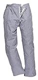 bäckerhosen Saugfähig und komfortabel Portwest Barnet, Kochhose, Bäckerhose, Arbeitshose, Kochbekleidung, (L, blau-weiß/kariert)