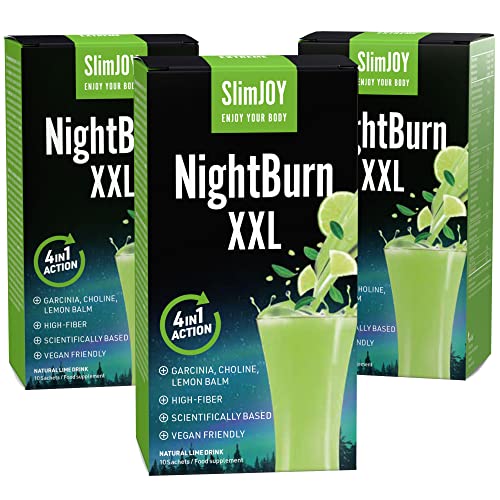 SlimJoy NightBurn XXL mit Garcinia Cambogia - 4in1 - 3x10 Beutel, ausreichend für 30 Tage - mit Kostenloser E-Book-Ratgeber Cover