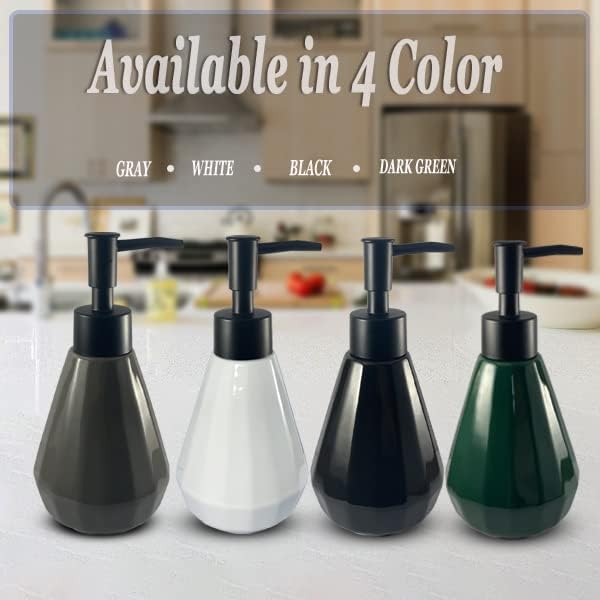 Miniatura 5 de Dispensador de jabón de baño con bomba negra mate, dispensador de jabón de cerámica recargable para cocina, dispensador de jabón negro de 8.5 onzas