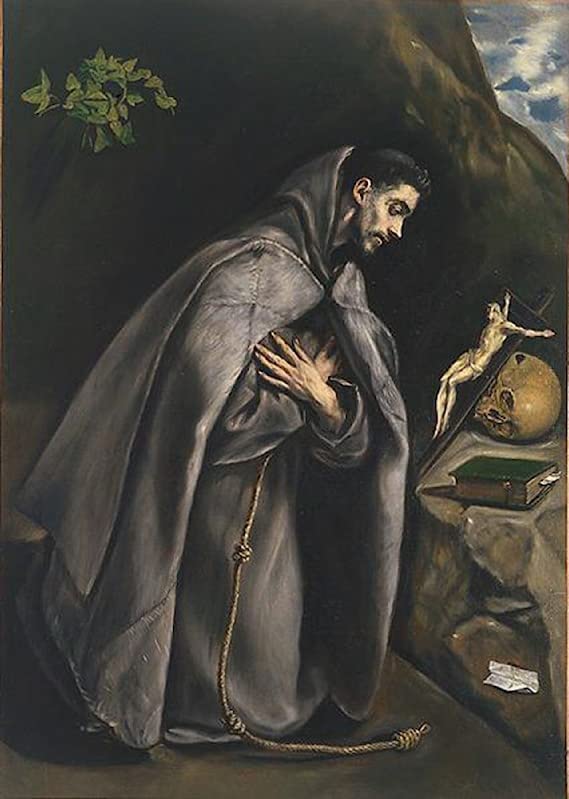 Poster El Greco Saint vénérant le crucifix impression sur toile 60x90cm pour salon
