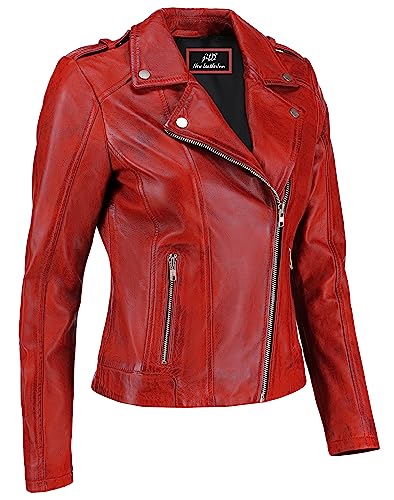 Jild Biker Style Vintage Leather Jacket Women - Casual Fashion Motorcycle Zip-Up Lightweight Coat Collar Women Leather Jacket3