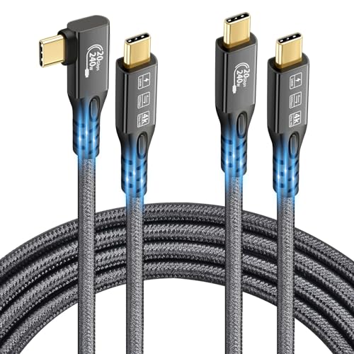 CHENLENIC 2 szt. Kabel USB C 3,2 Gen2x2 20 Gbps, typ C 4K@60 Hz, UHD Video 5A/240 W, PD3.1, przewód szybkiego ładowania z e-markerem, kompatybilny z Thunderbolt 3/4 do MacBooka Pro (2, USB3.2, 20G