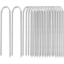 U Shaped Rebar Stakes, ZEONHAK 16 Pack 12 Inches Ground Anchors Tent Stakes, Heavy Duty Trampolines Wind Stakes for Camping Plants Landscape Fabric Stakes Artificial Turf