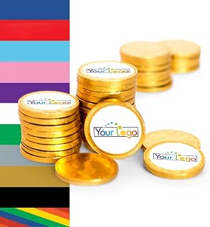 80ct Logo Candy Chocolate Coins with Company Logo Business Promotional Items (80 Pack) Personalized Tradeshow & Marketing Giveaways - Gold