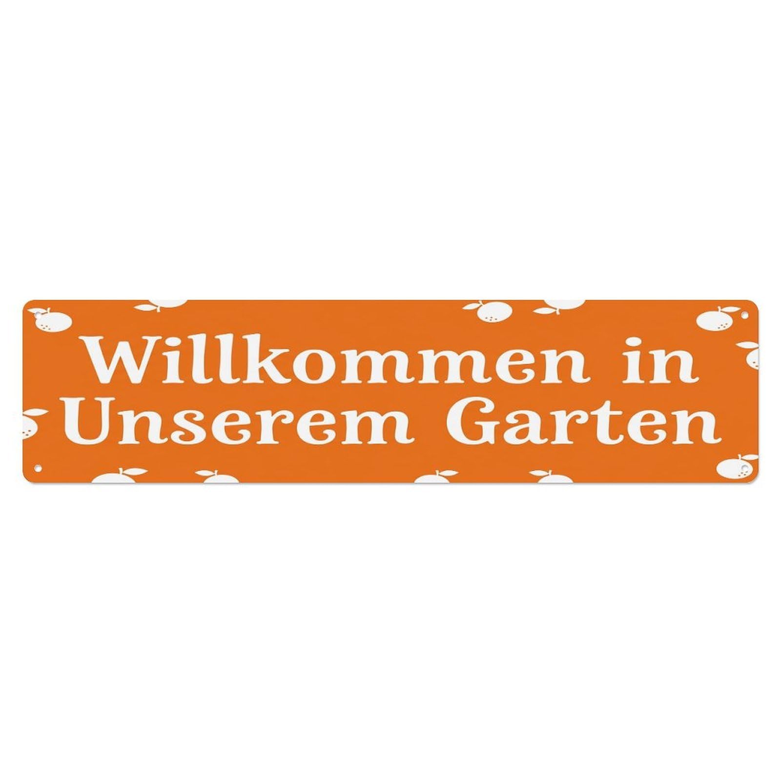 Vintage Welcome to Our Garden Clementine Orange Metal Tin Sign