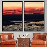 2 Piece Framed Canvas Wall Art Sunset in The Lake Canvas Prints Home Artwork Decoration for Living Room,Bedroom - 16