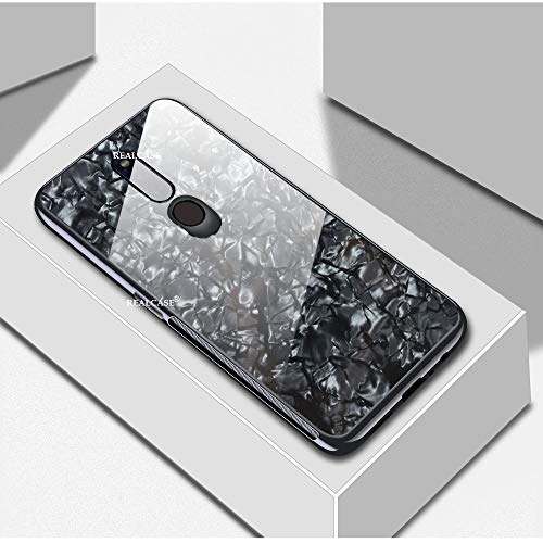 REALCASE Luxury Marble Pattern Bling Shell 9H Tempered Glass Back with Soft TPU Bumper, Anti-Scratch Protective Case Cover for Oppo F11 Pro (m, Black) (B07QZZN8RD) Amazon Price History, Amazon Price Tracker